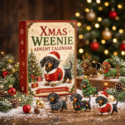 2026 Dachshund Christmas Advent Calendar – 24 Festive Acrylic Ornaments for Dog Lovers