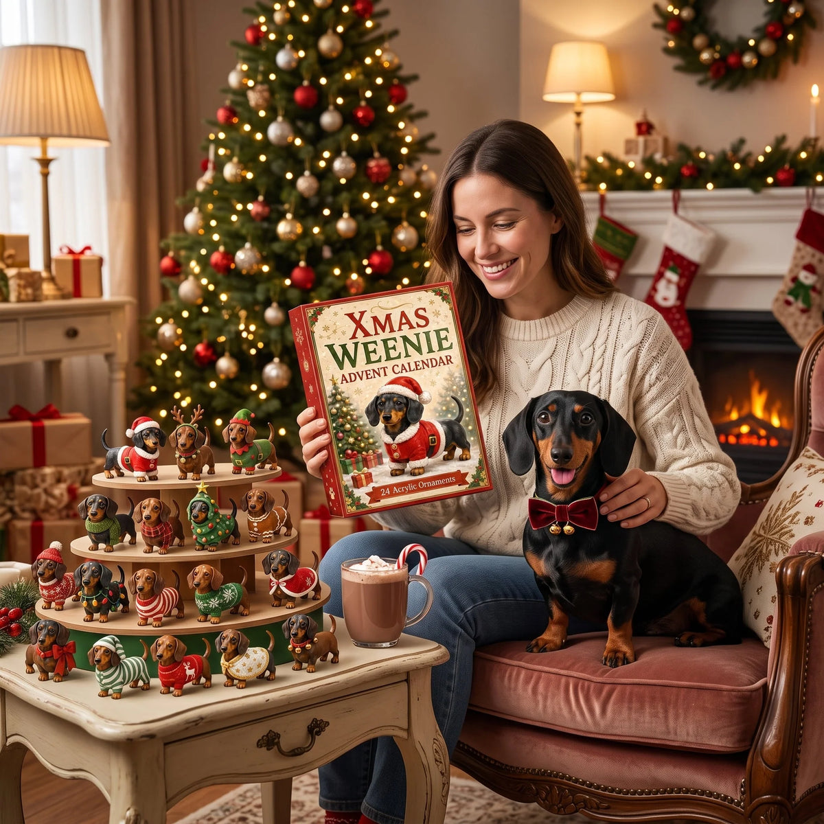 2026 Dachshund Christmas Advent Calendar – 24 Festive Acrylic Ornaments for Dog Lovers